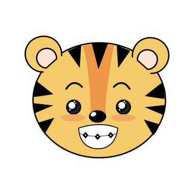 sevimli vahşi hayvan yüz ifade vektör çizim ile