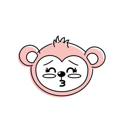 sevimli vahşi hayvan yüz ifade vektör çizim ile