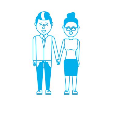 siluet saç modeli tasarımı ile güzel bir çift illüstrasyon vektör