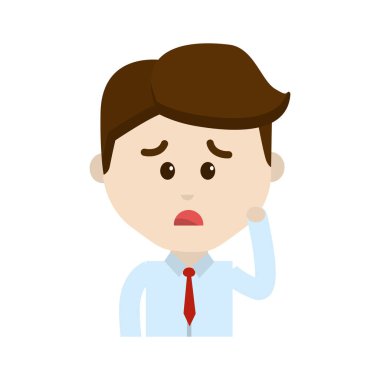 Avatar işadamı karikatür yüz üzgün ifade, vektör çizim