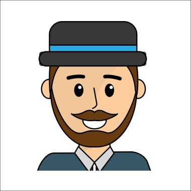 insanlar, mutlu yüz adam şapka simgesiyle illüstrasyon tasarım vektör