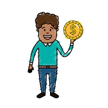 el vektör illüstrasyon sikke nakit para ile adam