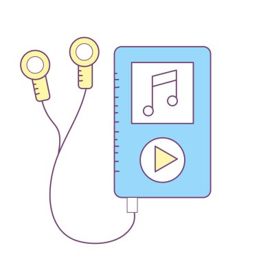 MP3 dinlemek ve müzik vektör çizim oynamak için kulaklık ile