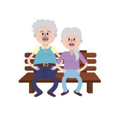 saç modeli vektör çizim ile sandalyede yaşlı çift