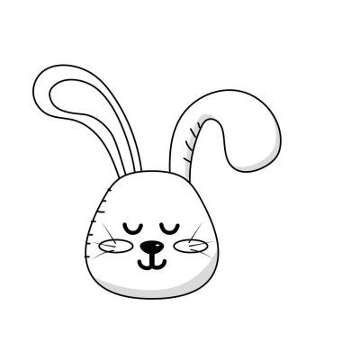 çizgi oyuncak tavşan çocuk baş hayvan vahşi vektör illüstrasyon