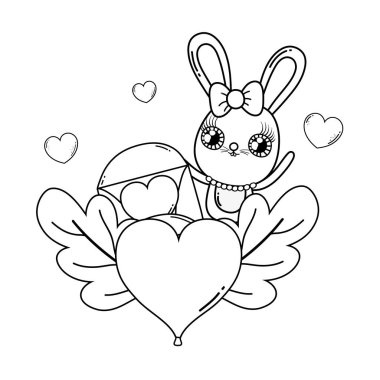 Sevgililer günü tebrik kartı sevimli tavşan ile. Vektör çizim