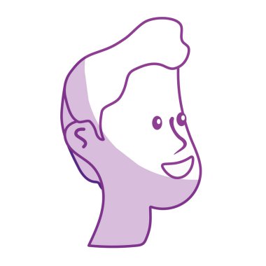 siluet mutlu ve güzel saç modeli, vektör çizim kafa adam