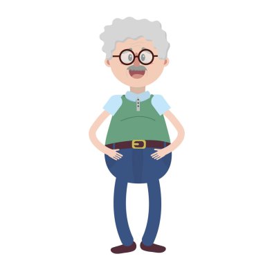 Yaşlı adam gözlük ve saç modeli vektör çizim ile