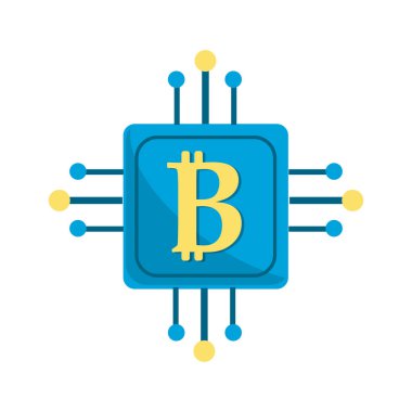 devre bağlantı ve bitcoin sembolü, vektör çizim ile kare