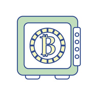 bitcoin para birimi içinde vektör çizim ile açık kasa