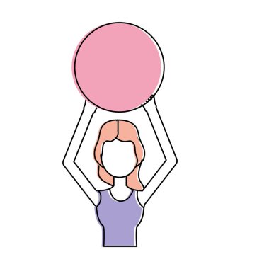 healthy woman doing exercise with ball vector illustration