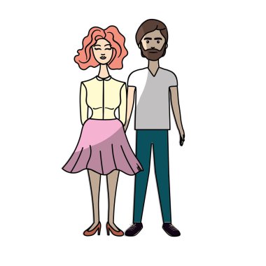 güzel çift saç modeli ve cwear, vektör çizim ile