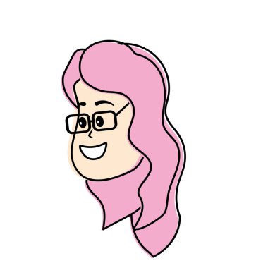 Avatar kadın yüz saç modeli tasarım vektör illusration ile