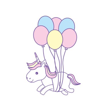 Güzellik unicorn ile balon süsleme tasarlamak vektör