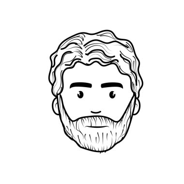 satır güzel yüz cerrahı sakal ve saç modeli, vektör çizim ile