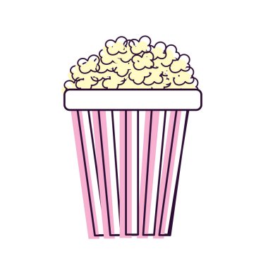 sinema, vektör çizim yemek için lezzetli ve tuzlu popcorn