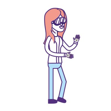 güzellik kadın saç modeli ve şık giyim, illüstrasyon vektör