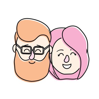 Avatar çift kafa saç modeli tasarımı ile illüstrasyon vektör