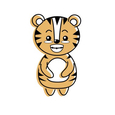 sevimli kaplan vahşi hayvan yüz ifade vektör çizim ile