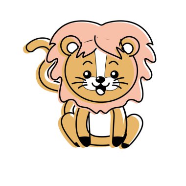 sevimli aslan vahşi hayvan yüz ifade vektör çizim ile