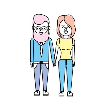 güzel bir saç modeli tasarımı ile çift illüstrasyon vektör