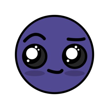 şirin kawaii güzel yüz gülümseme ve mutlu vektör çizim