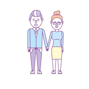 güzel bir saç modeli tasarımı ile çift illüstrasyon vektör