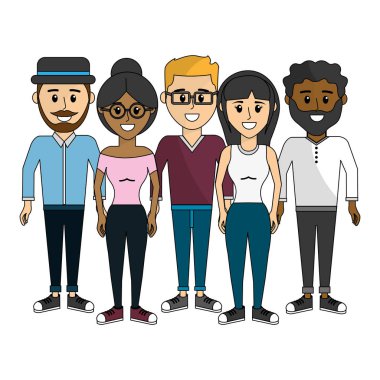 arkadaşlar, insanlar mutlu birlikte simgesi, illüstrasyon tasarım vektör