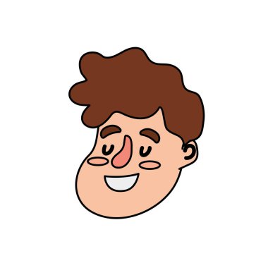 Avatar mutlu adam yüz saç modeli tasarım vektör çizim ile