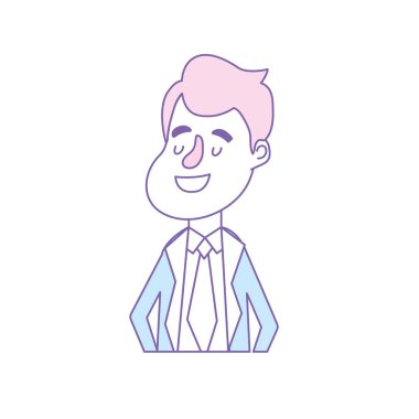 mutlu adam saç modeli ve zarif elbise vektör çizim