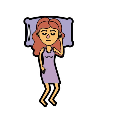 woman with hairstyle desing sleeping vector illustration
