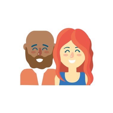 güzel bir saç modeli tasarımı ile çift illüstrasyon vektör