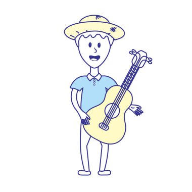 adam şapka ve gitar araç vektör çizim ile