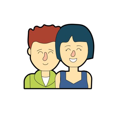 güzel bir saç modeli tasarımı ile çift illüstrasyon vektör