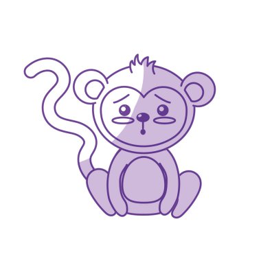 siluet sevimli maymun vahşi hayvan yüz ifade vektör çizim ile