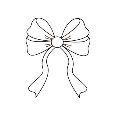 dekorasyon hediye mevcut, vektör çizim satırı şerit yay