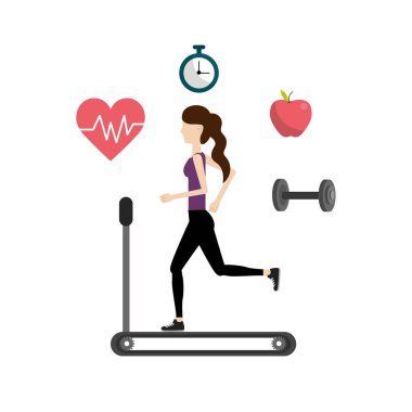 Kadın sağlıklı yaşam tarzı egzersiz vektör çizimi yapmak için
