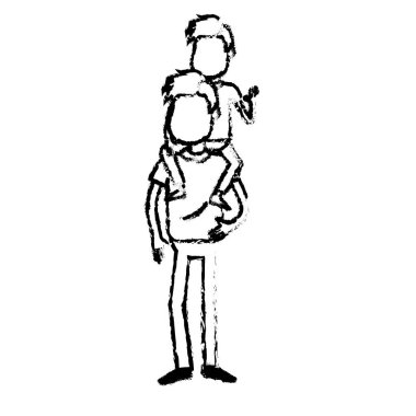 Şekil ihale baba oğluyla vektör çizim oynarken