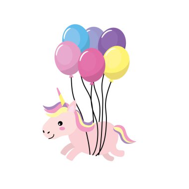 Güzellik unicorn ile balon süsleme tasarlamak vektör
