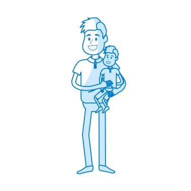 siluet güzel baba oğlunun elinde vektör çizim taşıma