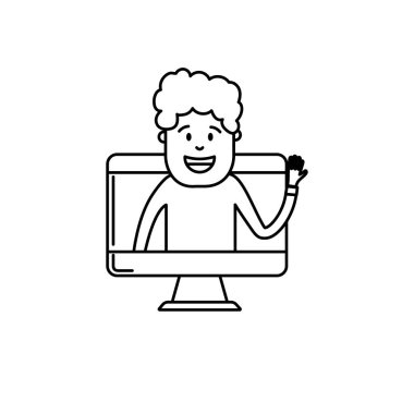 çizgi teknoloji bilgisayar vektör çizim içinde adamla