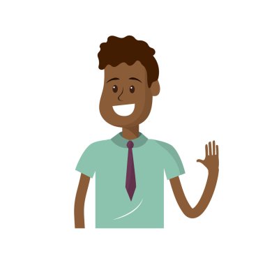 elinizi kaldırın ve güzel giyim, vektör çizim ile şirin adam