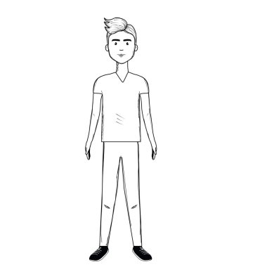 satır yakışıklı adam saç modeli ve rahat kıyafet, vektör çizim