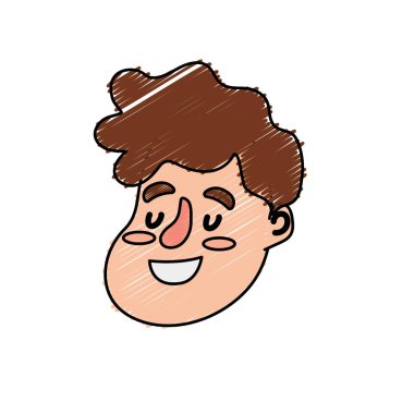 Avatar mutlu adam yüz saç modeli tasarım vektör çizim ile