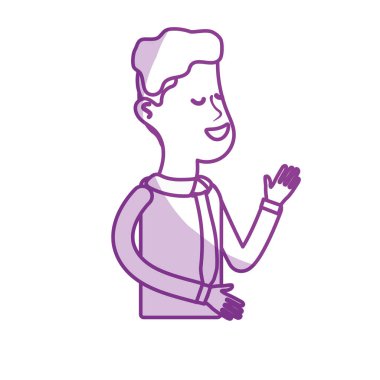 siluet iyi adam kravat ve kazak giymek, vektör çizim ile