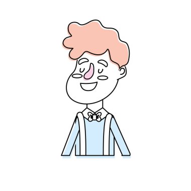 mutlu adam saç modeli ve zarif elbise vektör çizim