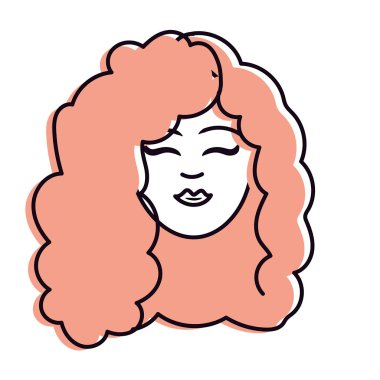 sevimli kadın yüz saç modeli, vektör çizim ile