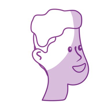 siluet mutlu ve güzel saç modeli, vektör çizim kafa adam