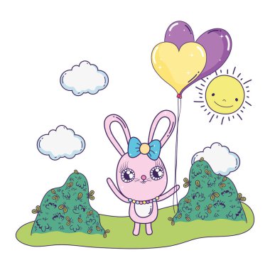 Sevgililer günü tebrik kartı sevimli tavşan ile. Vektör çizim