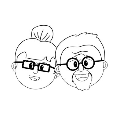 satır eski çift yüz saç modeli vektör çizim ile